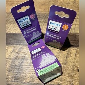 Natural Silicone Baby Bottle Nipples - Phillips Avent (Pack of 2) bundle